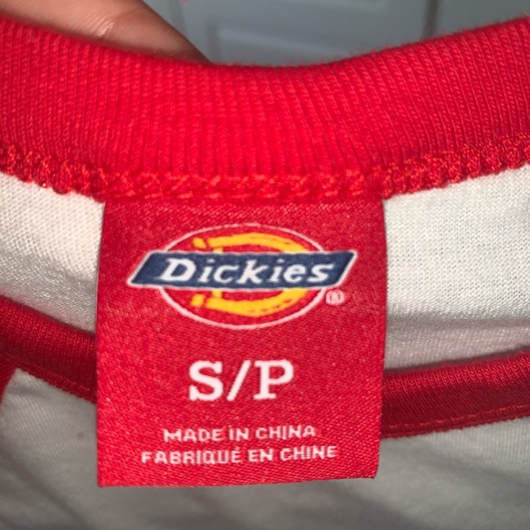 Red and White Dickies Baseball Cropped Tee - Picture 5 of 5